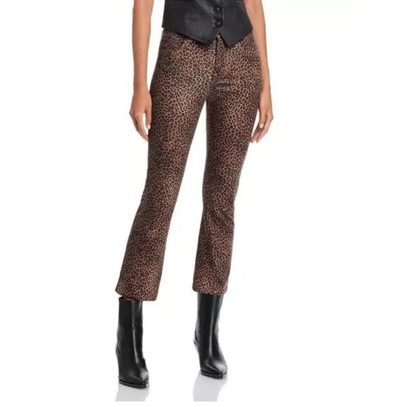 FRAME Le Crop Mini Boot Cut Jeans Leopard - Picture 1 of 10